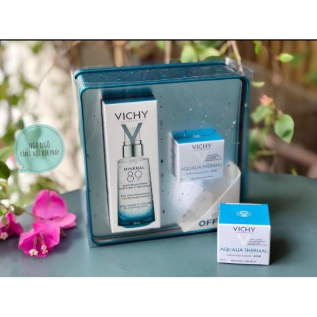 Set VICHY: 1 chai serum Vichy 89 & kem dưỡng ẩm Vichy Aqualia Thermal