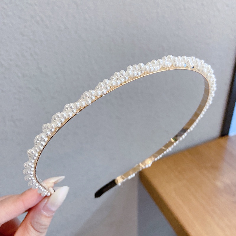 Băng đô bờm cài tóc đính đá hạt ngọc trai phong cách Hàn Quốc tiểu thư mã PK-022