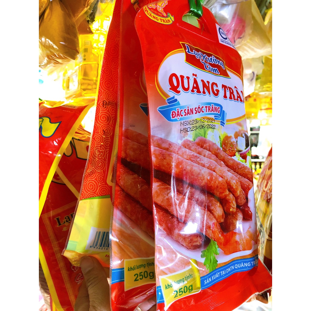 Lạp xưởng Tôm Quãng Trân, gói 250gr, hàng loại 1
