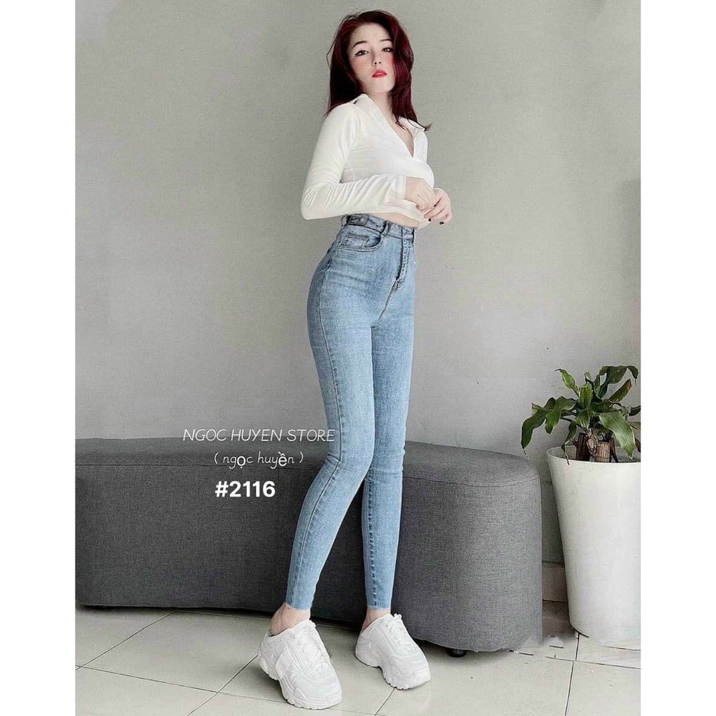 Quần jean nữ lưng cao siêu co giãn bigsize hàng VNXK kiểu quần bò skinny MS2116 thời trang 2KJean