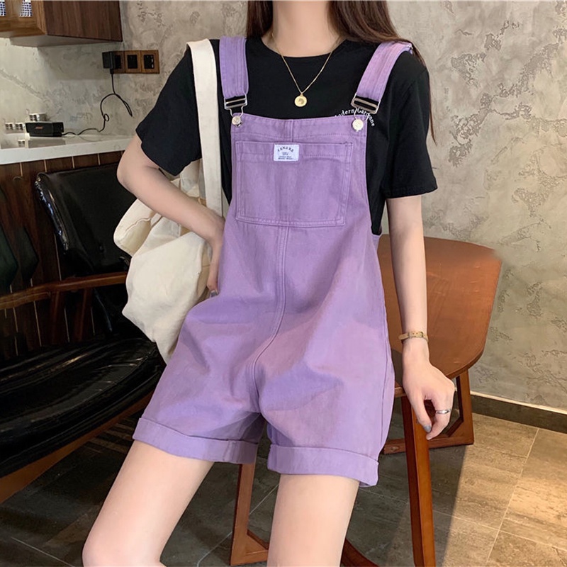 Quần yếm denim ống rộng thời trang cổ điển cá tính cho nữ