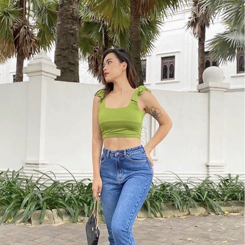 Áo croptop thun dây bản cột vai
