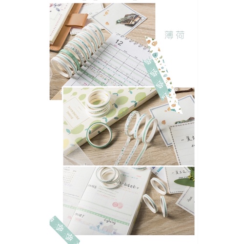 Set 10 Cuộn Washi Tape Băng Keo Trang Trí Sổ