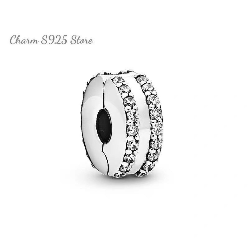 combo bộ vòng tay pan Ale khoá T mix 4 hạt charm tim hoa hồng bạc s925