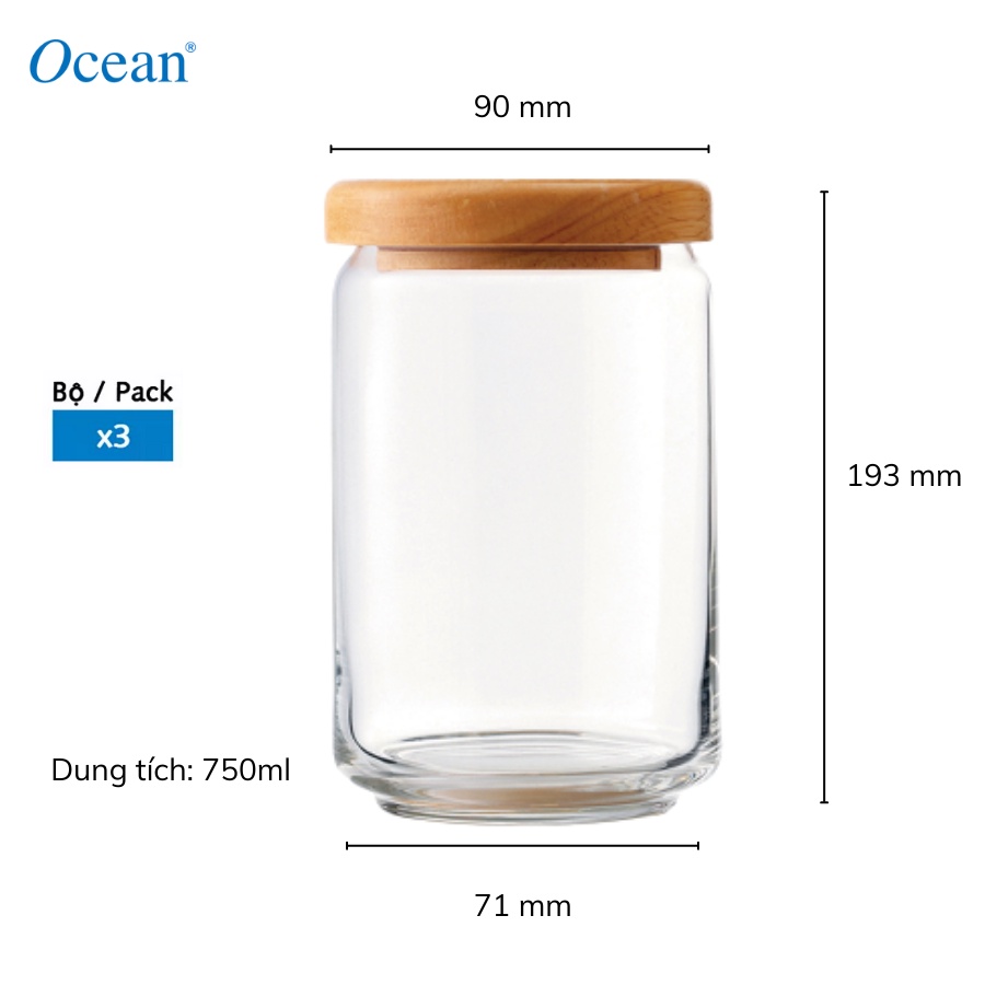 Bộ Housewarming 3 hũ thủy tinh 750ml - Chính Hãng