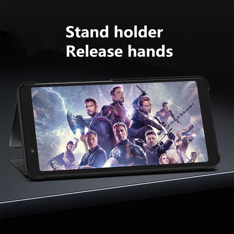 Bao da điện thoại PU phối mặt kính thông minh dành cho Samsung Galaxy S7 Edge S8 S9 S10 Plus Note 8 9 10 | BigBuy360 - bigbuy360.vn