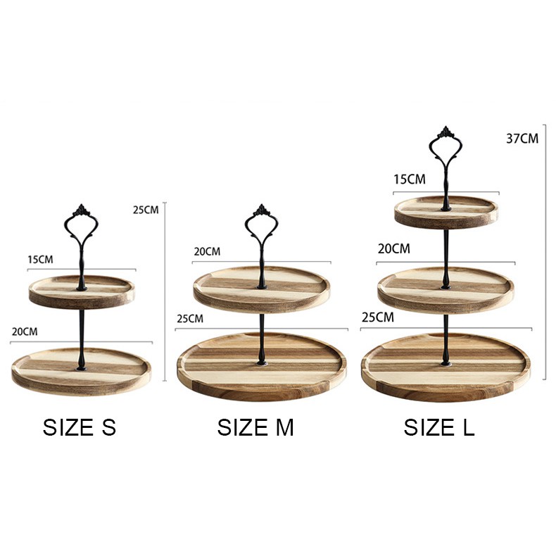 Khay bánh gỗ 2 tầng - 3 tầng để bánh , trái cây