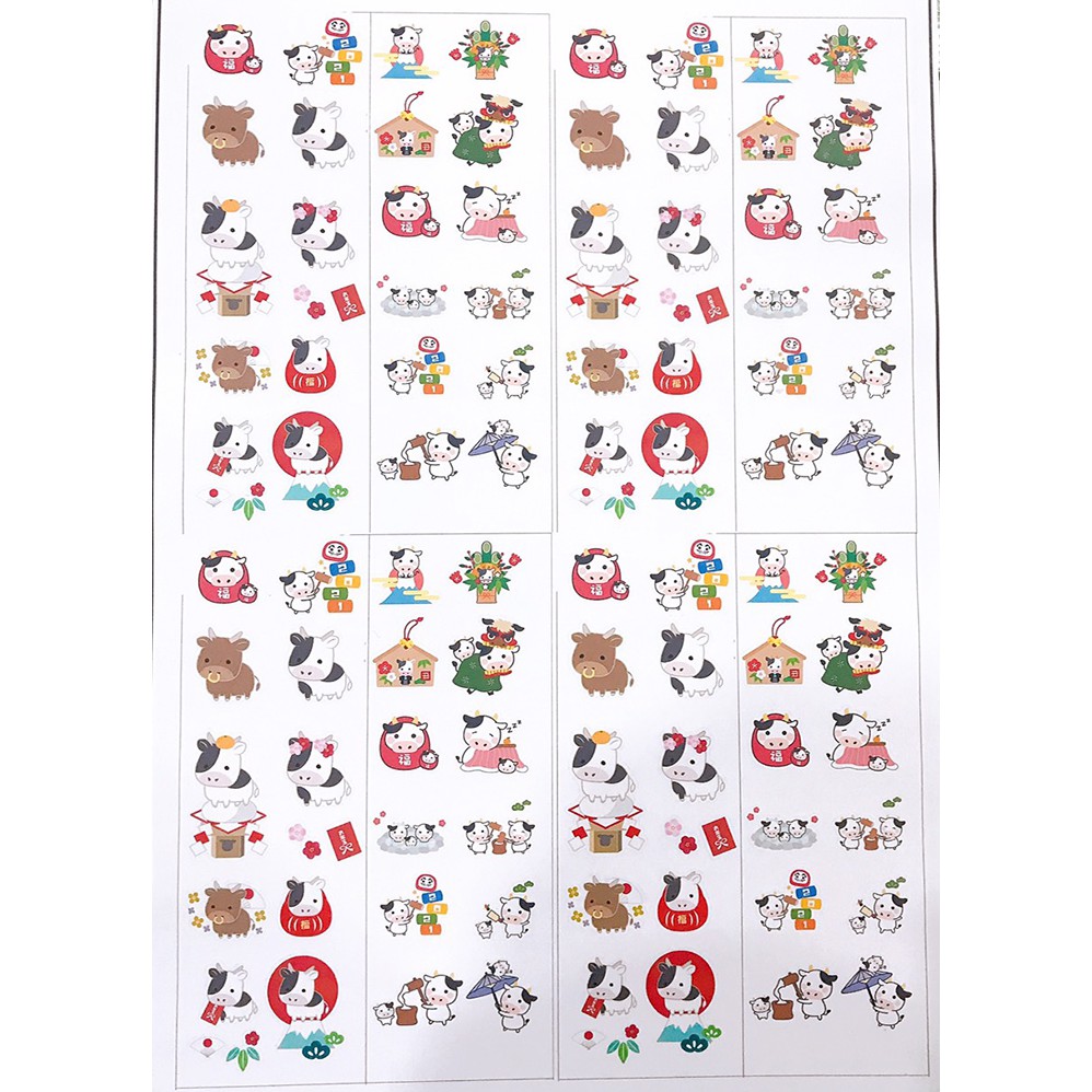 sticker bò SI45 sticker hoạt hình cute hình dán dễ thương trang trí dán sổ dán điện thoại 1 tờ bullet journal