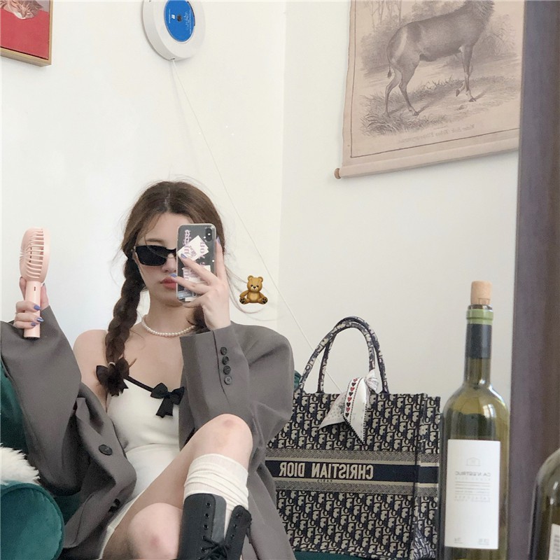 MIGUO chic sweet VINTAGE all-match bow sling dress | BigBuy360 - bigbuy360.vn