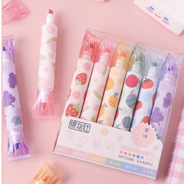 Set bút đánh dấu dòng/ bút hightlight tông màu pastel hình kẹo ngọ dễ thương