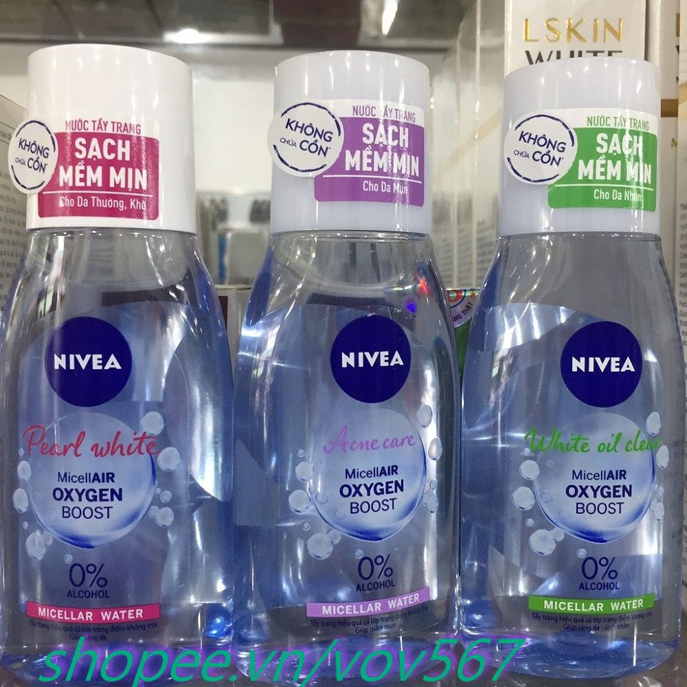 Nước Tẩy Trang (Tím) 125ml Cho Da Mụn Nivea Acne Care Make Up Clear Micellar Water Chính Hãng.