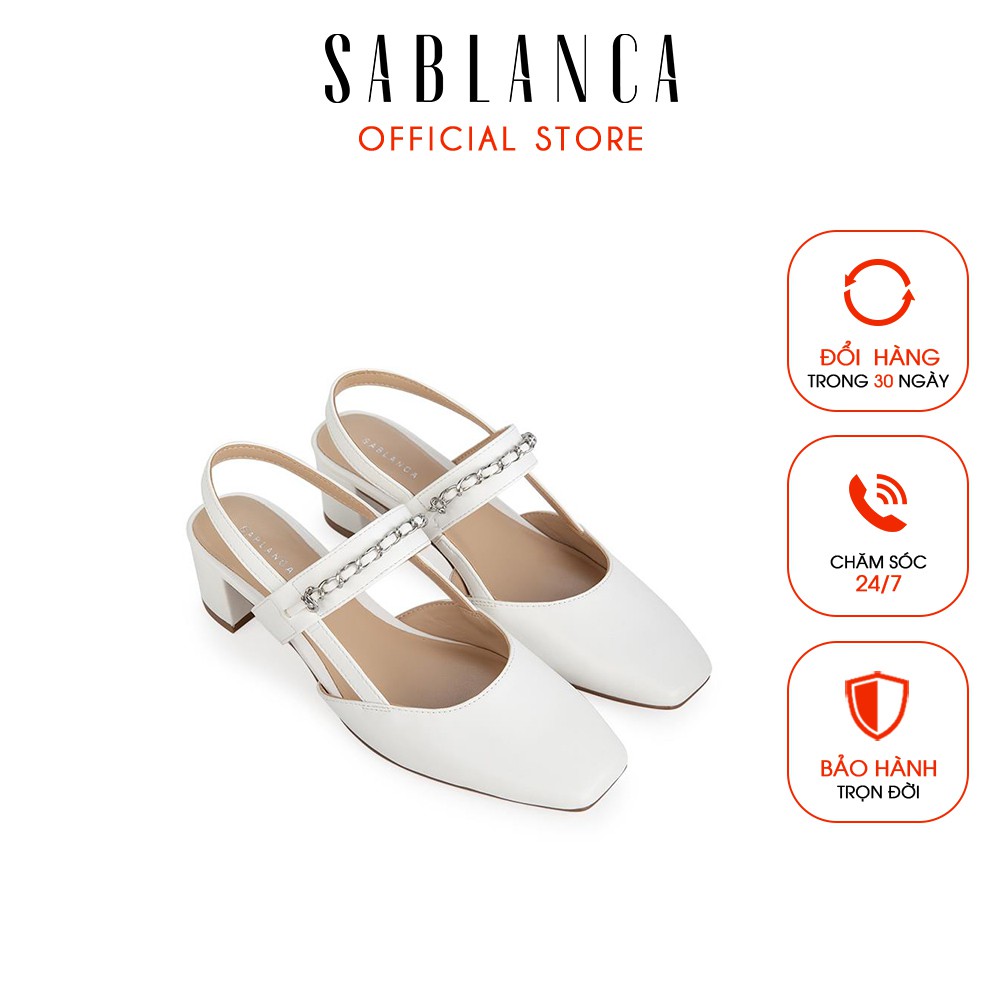 Giày sandal slingback mũi vuông cao 5cm - Sablanca 5050SN0137