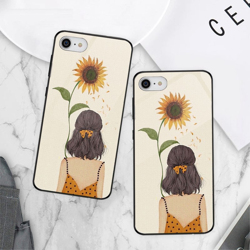 [HOT] - ỐP IPHONE, SAMSUNG TRÁNG GƯƠNG CÔ GÁI HOA HƯỚNG DƯƠNG dah211127