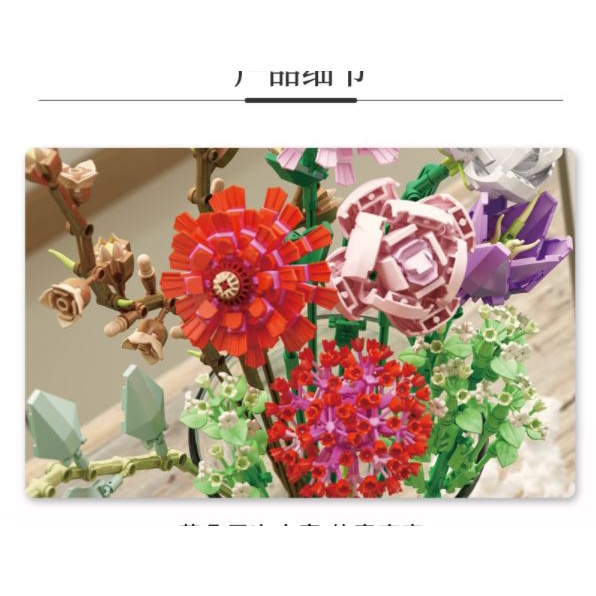 Bộ xếp hình Chậu Hoa Lắp Ráp Lego Xinh Xắn Bouquet 65002 - Trang trí bàn làm việc và phòng khách