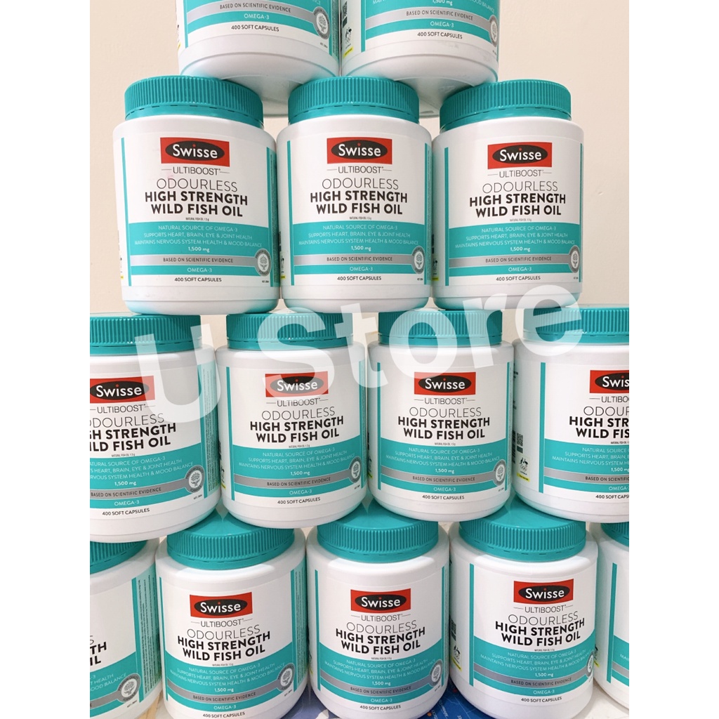Viên Uống Dầu Cá Liều Cao Swisse Ultiboost Odourless High Strength Wild Fish Oil 1500mg