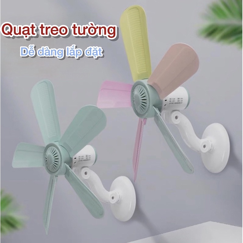 Quạt treo tường điều khiển hẹn giờ , quạt treo tường cầu vồng mini 360