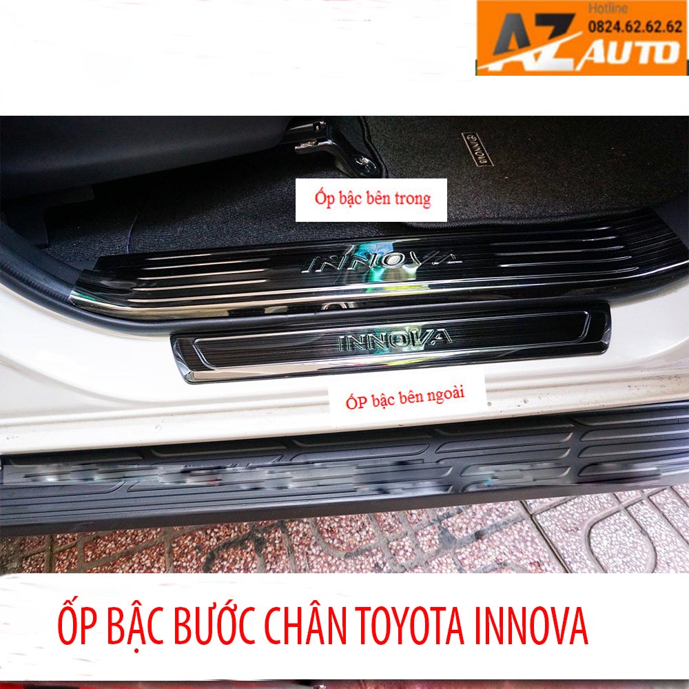 ỐP BẬC CỬA, NẸP BƯỚC CHÂN TRONG, NGOÀI XE INNOVA 2017- 2019- 2020- 2021 chất liệu Titan cao cấp