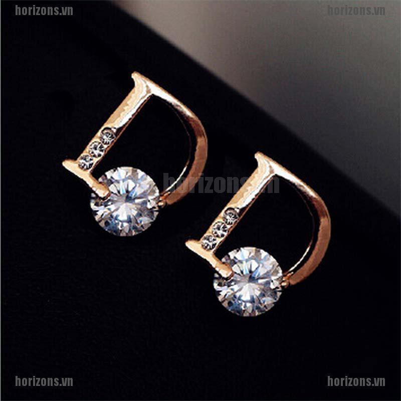 ZA Fashion Gold Ear Stud Earings Letter D Chic Vogue Stud Earrings Women Jewelry FA