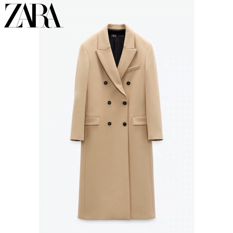Order áo choàng ZARA xuất dư mùa đông mới của phụ nữ Áo khoác choàng dáng dài