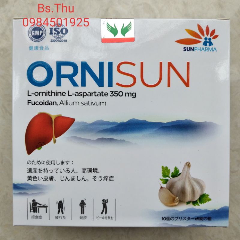 ORNISUN hộp 60 viên, hỗ trợ giải độc gan, tăng cường chức năng gan, hàm lượng cao, dùng mỗi ngày 1 viên