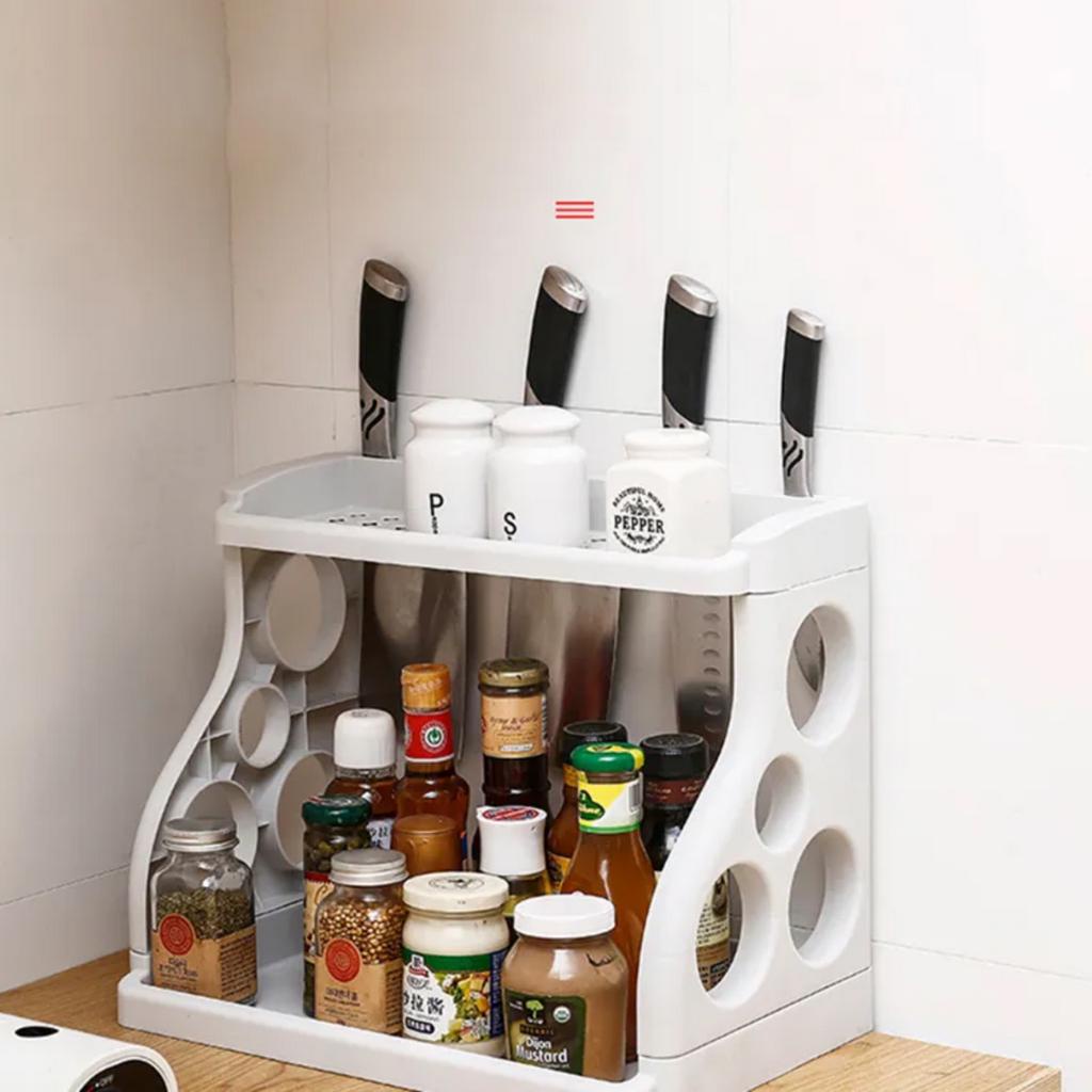 Kệ Gia Vị 2 Tầng Bằng Nhựa Cao Cấp - Giúp Căn Bếp Luôn Gọn Gàng Sạch Sẽ