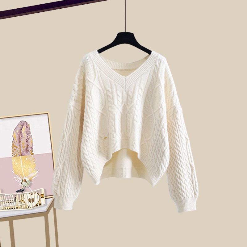 Set áo len tay dài kèm chân váy thời trang cho bé gái