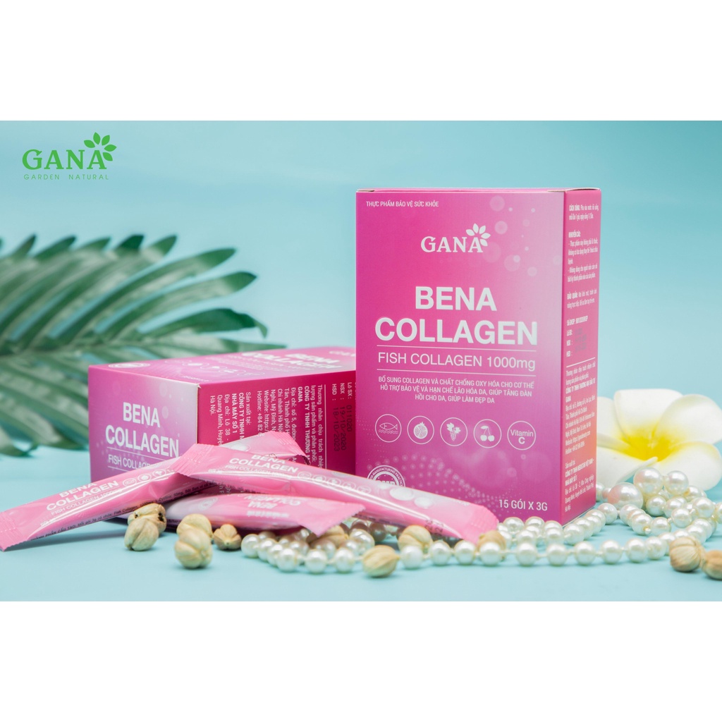 Collagen-FREESHIP-Chăm sóc sắc đẹp phụ nữ-Bena Collagen-GANA-Làn da căng mịn, sáng bóng-Hộp 30 gói