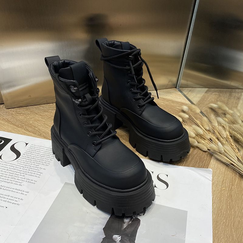 Giày Bốt Martin Mũi Tròn Đế Dày Tăng Chiều Cao Kiểu Anh Thời Trang Mùa Thu 2022 Cho Nữ