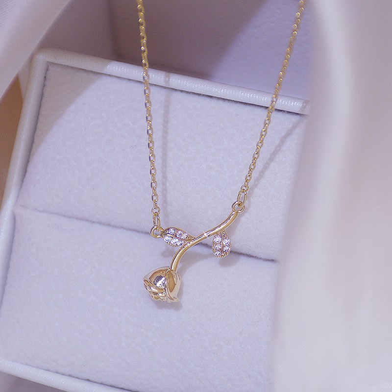 Vòng cổ Mạ Vàng Hồng 14k Đính Đá Lấp Lánh