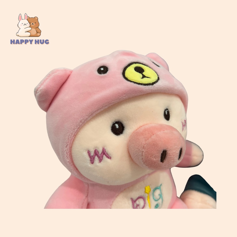 Gấu bông lợn cosplay gấu siêu dễ thương size 24 cm, thú nhồi bông gòn cao cấp - Happy Hug