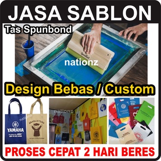 Image of tambah sablon / gambar / warna perwarna persisi goodiebag spunbond murah