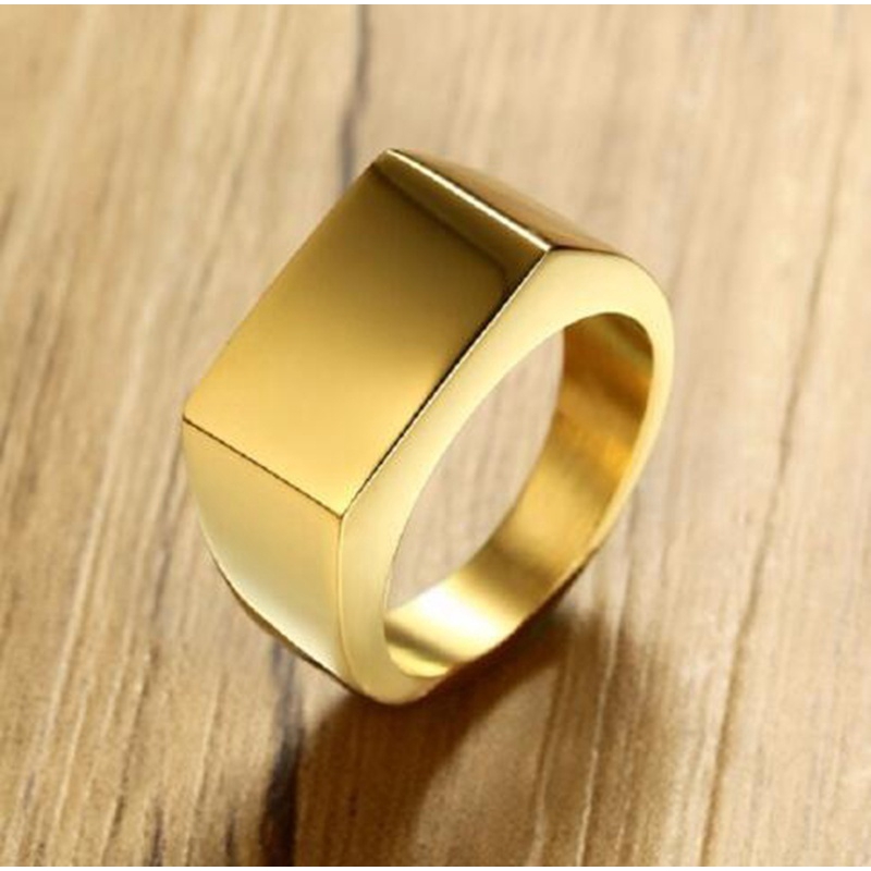 Nhẫn đeo tay màu vàng/bạc/đen đơn giản thời trang dành cho nam giới