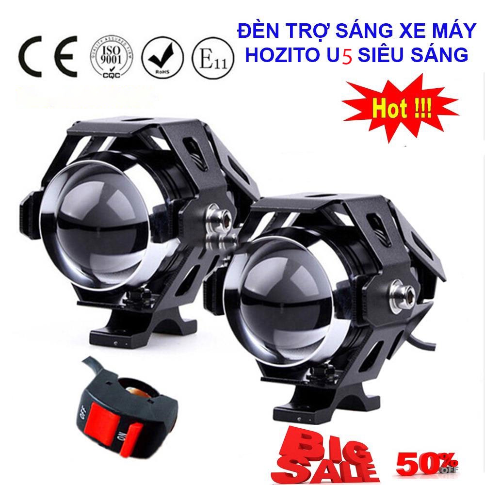 ☈◘♂Đèn pha LED trợ sáng cho xe máy U5 Transformer, mô tô tản nhiệt