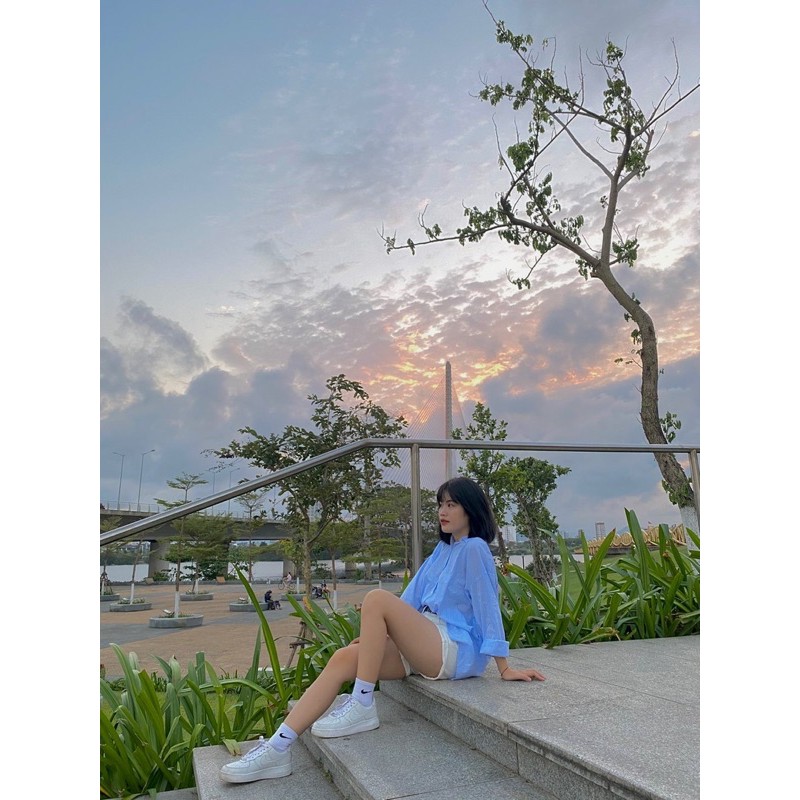 Quần shorts , quần sooc bò cạp cao gập gấu (Ảnh thật) hàng Quảng châu