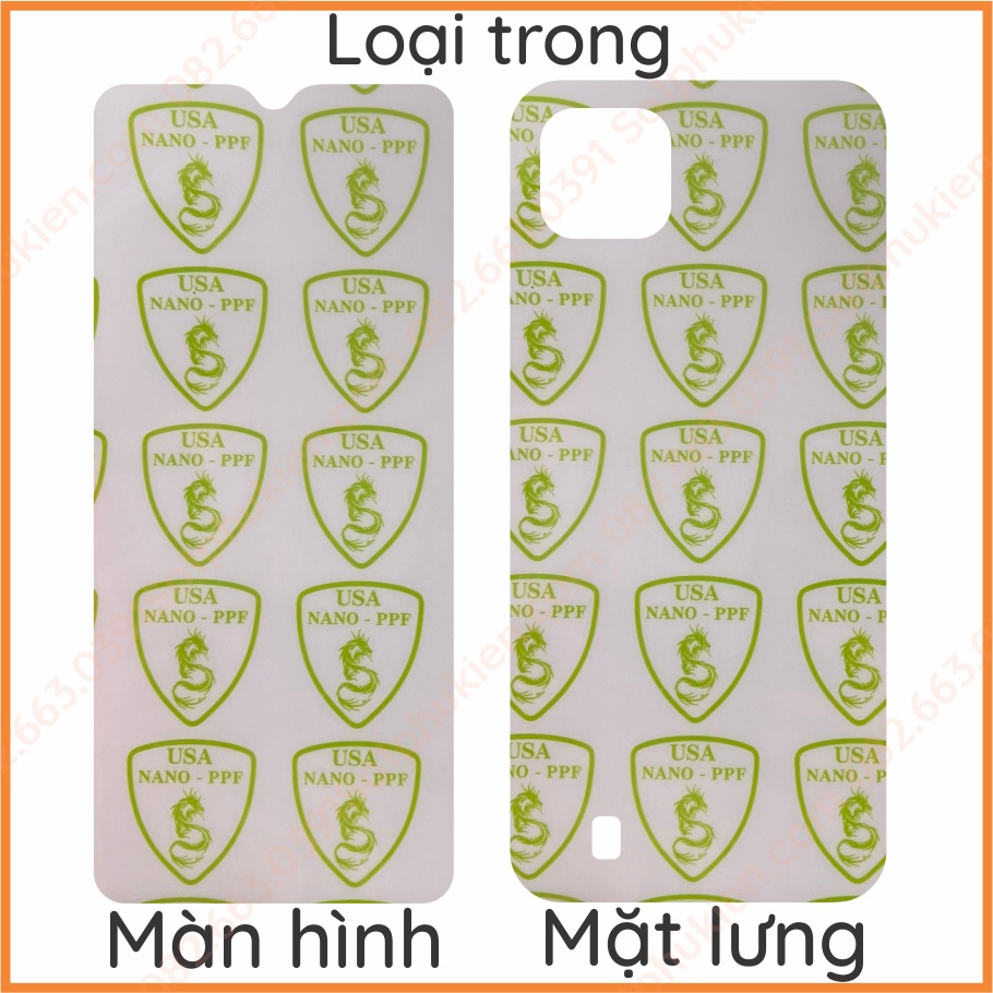 Dán PPF Realme C20 Realme C11 2021 Realme C21Y loại nhám, bóng dành cho màn hình, mặt lưng, mặt lưng full viền