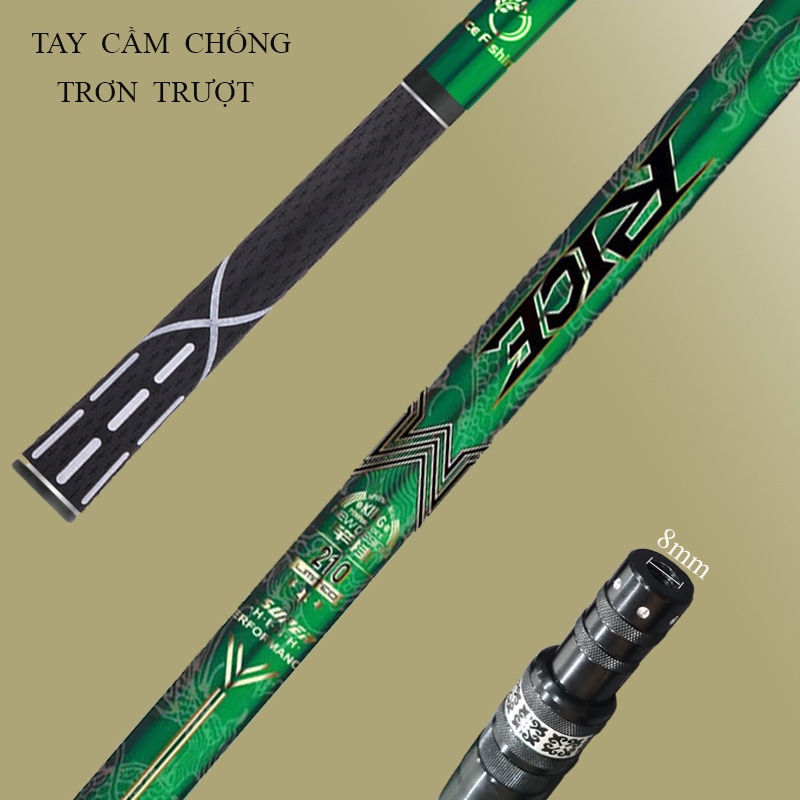 Vợt Cá Carbon Rice Fishing có thể thu gọn chuyên dùng câu đài câu đơn cao cấp KK-5