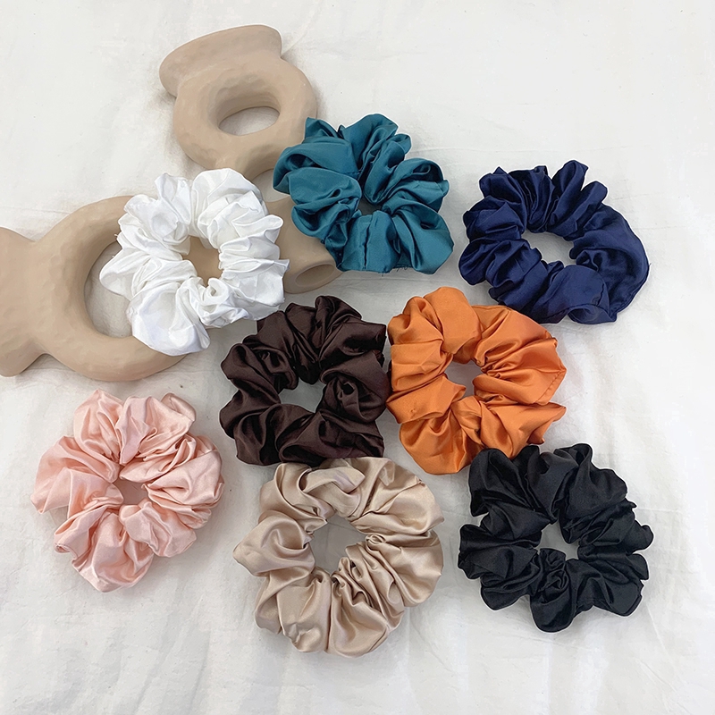 Dây Buộc Tóc Vải Satin Màu Trơn Đơn Giản Cho Nữ