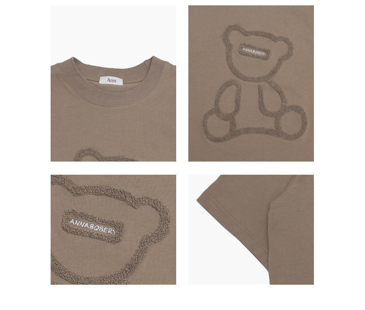 Áo thun ngắn tay họa tiết thêu hình gấu thời trang mùa hè 2021 dành cho nữ