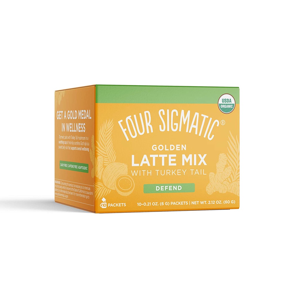 HỘP 10 GÓI BỘT NẤM VÂN CHI ĐẸP DA - CHỐNG LÃO HÓA Four Sigmatic Golden Latte, Organic Instant Golden Latte, 60g