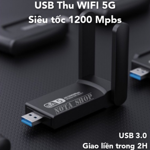 [Hỏa Tốc - BH 6 TH] Card WiFi USB 3.0 Thu sóng WIFI 5G dành cho máy bàn laptop hỏng WiFi, Tốc độ 1200Mbps