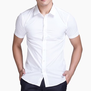 Áo sơ mi ngắn nam công sở hàn quốc đẹp Áo sơ mi nam Cộc Tay Trắng LSM008