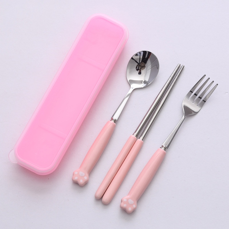 Bộ dao kéo mini tiện lợi bằng thép không gỉ 304 với hộp đựng muỗng nĩa