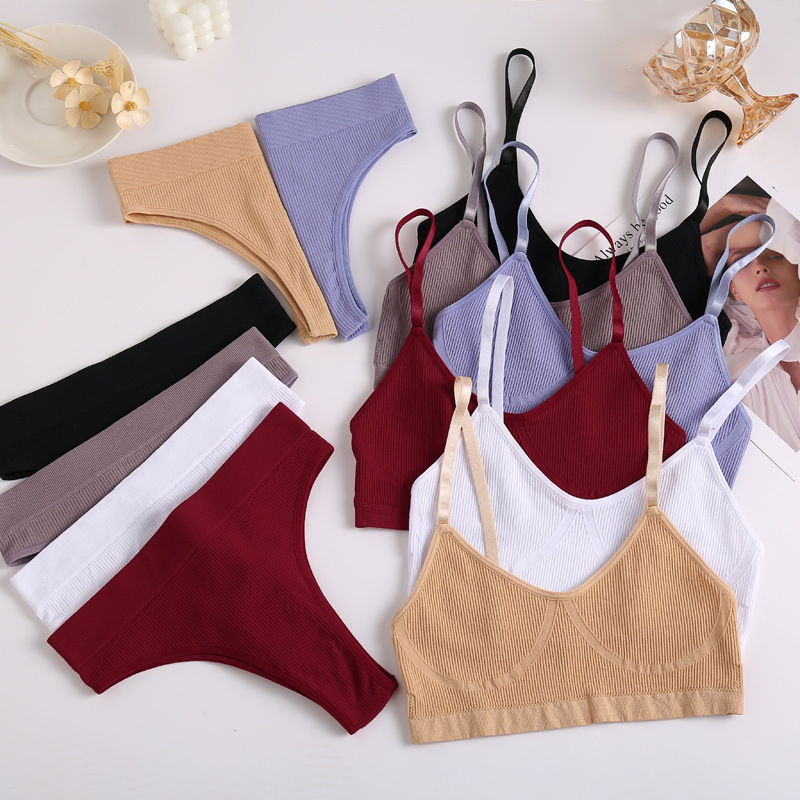Set Áo Lót + Quần Lót Cotton Không Đường May Cho Nữ