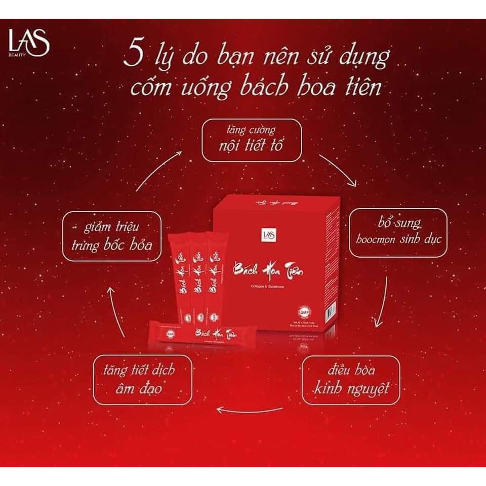 Bách hoa tiên cốm uống đẹp da Las beauty
