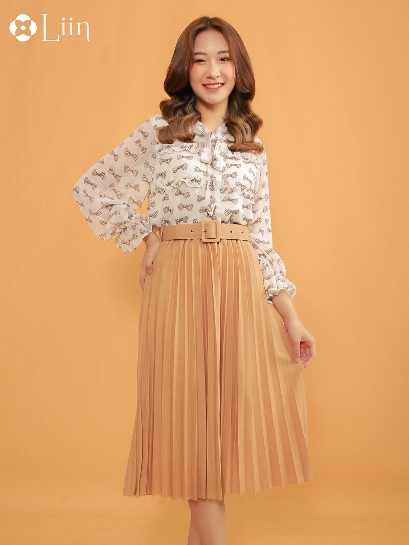 Chân váy xếp li kèm đai Linbi đủ màu, đủ size, thiết kế dáng dài, dễ phối đồ Liin clothing J4151 | BigBuy360 - bigbuy360.vn