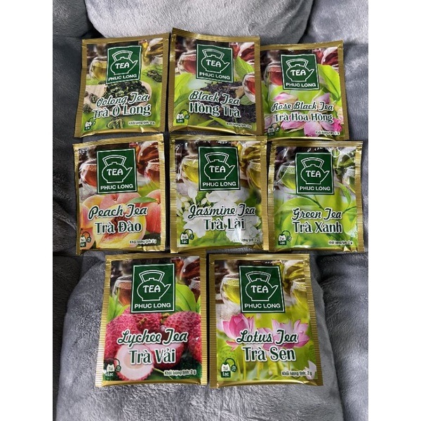 Combo 8 gói trà túi lọc Phúc Long đủ vị 2g/gói