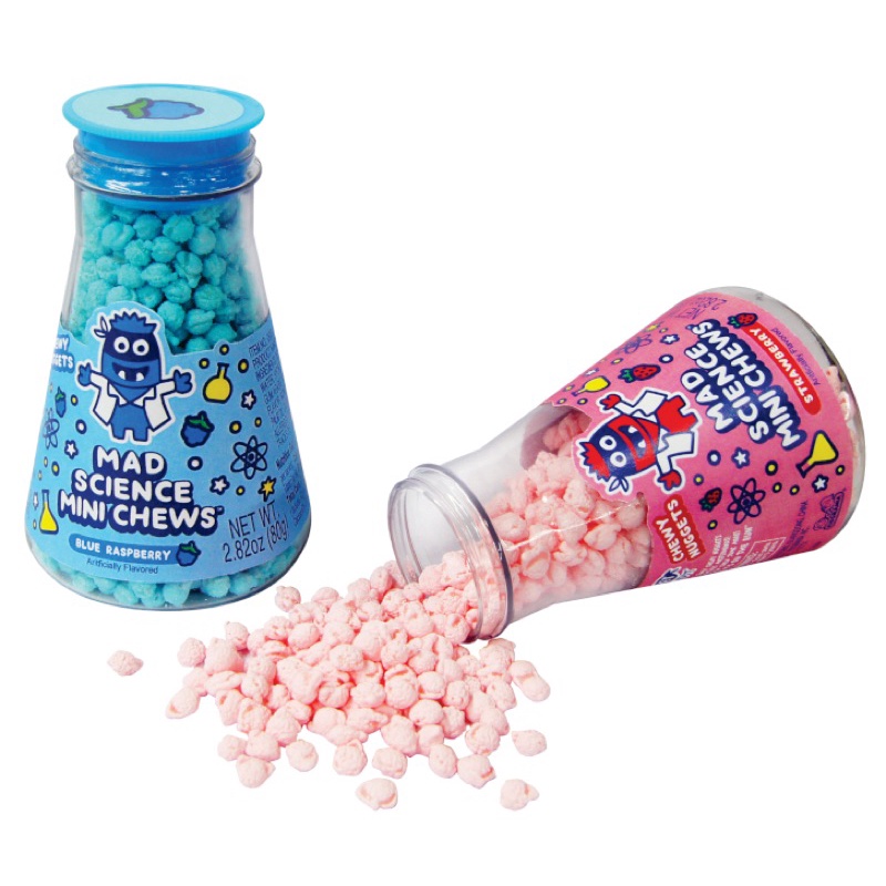 KẸO MAD SCIENCE MINI CHEWS VỊ DÂU TÂY/ MÂM XÔI XANH 90G/ KẸO TRẺ EM