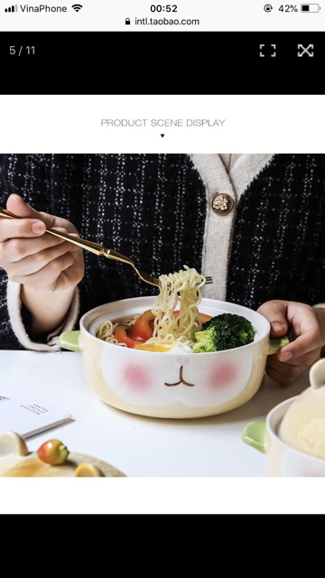 Bát ăn mì gốm sứ cute hình heo hồng, gấu nâu