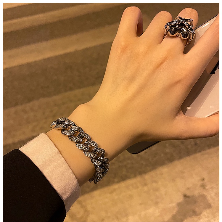 Vòng Tay Đính Đá Phong Cách hip hop Thời Trang Cho Nam Và Nữ