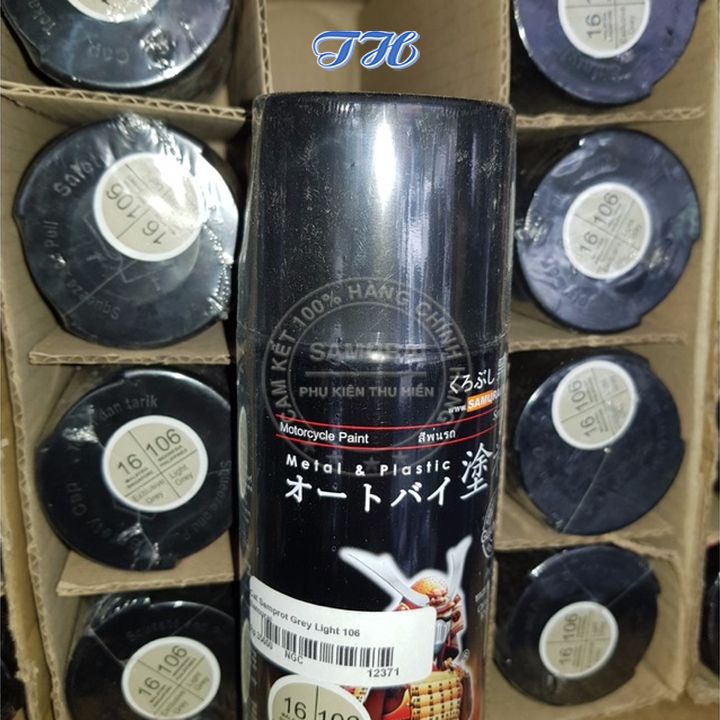 Sơn Xịt Samurai chuyên dùng cho xe máy màu xám sáng 16/106 chống cháy, chống rạn nứt, vòi xịt chống chảy
